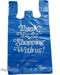 Large Blue Thank You Printed Strong Plastic Shopping Bags - Bulk Packed ...