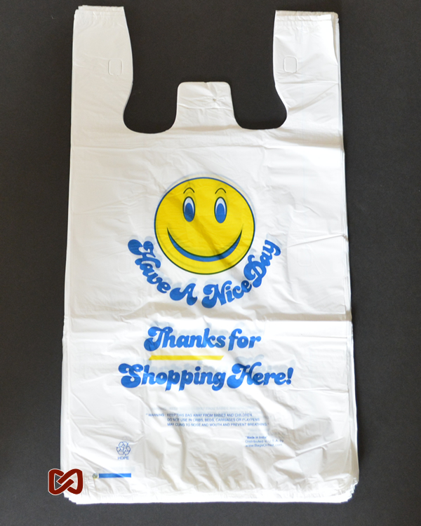 Large Happy Smiley Face T-Shirt Plastic Shopping/Take Out Bags 350 Pcs